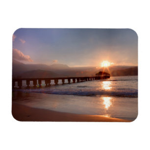 Strandpir vid solnedgång, Hawaii Magnet