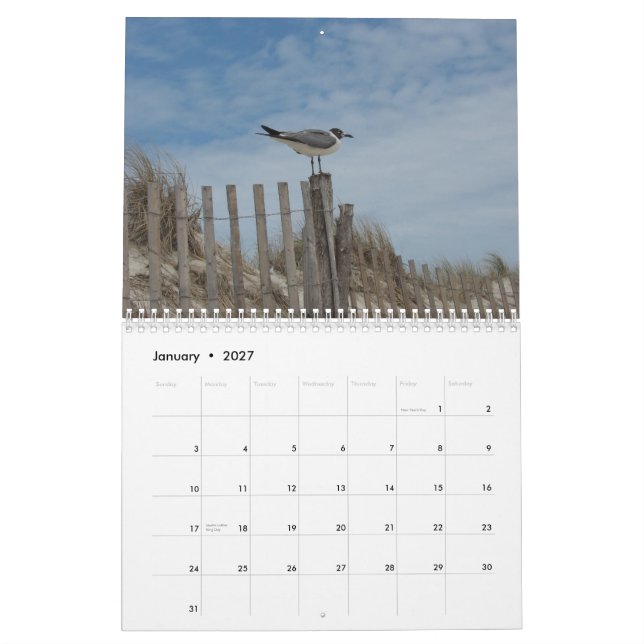 Strandplatser kalender för 19 månad 2011-2012 (Jan 2027)