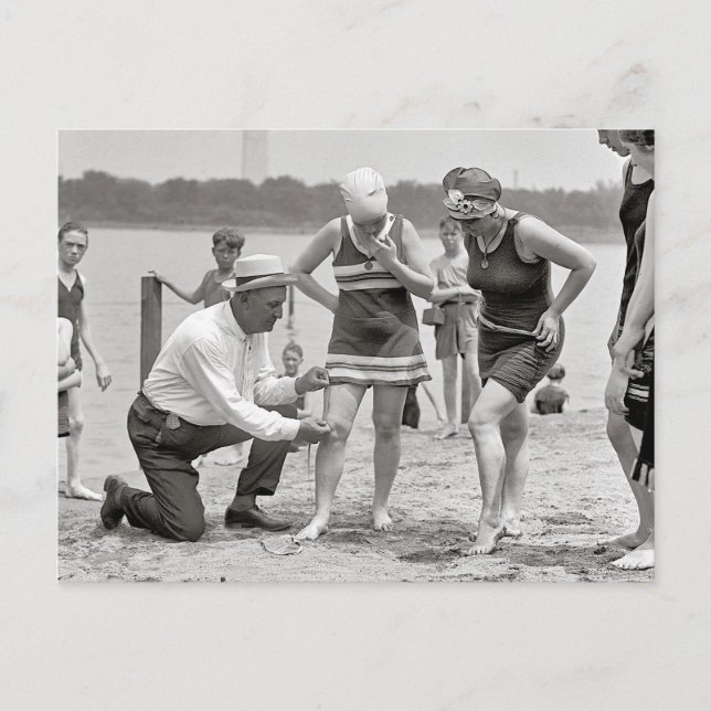 Strandpolisen, 1922. Vintage foto Vykort (Framsida)