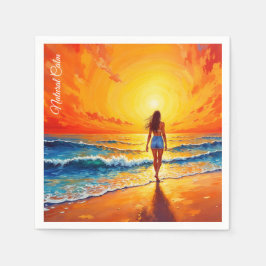 Strandpromenad i vågar pappersservett