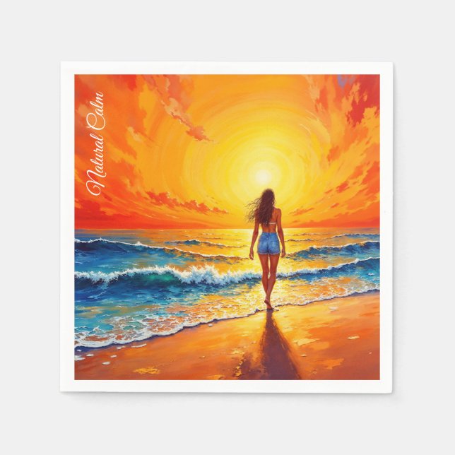 Strandpromenad i vågar pappersservett (Framsidan)