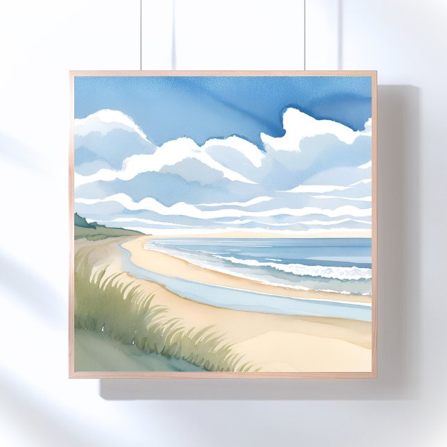 Strandpromenad | Kust Ocean Akvarell Poster (Skapare uppladdad)