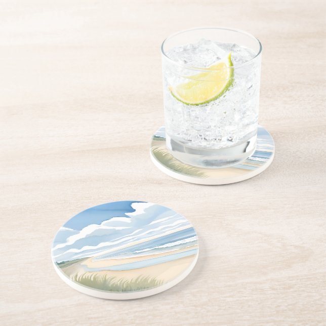 Strandpromenad | Kust Ocean Akvarell Underlägg (Sidan)