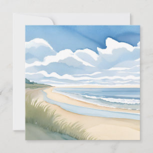 Strandpromenad Kusthav Aquarell Kort