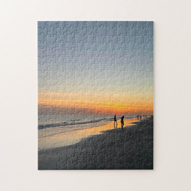Strandpromenad vid solnedgång Pussel (Vertikal)