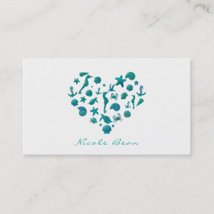 Strandprylar Teal Akvarell Modern Chic Elegant Visitkort