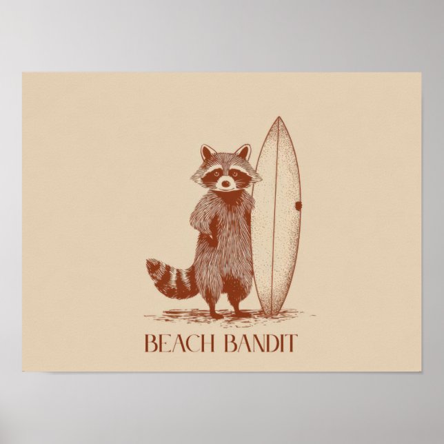 Strandrävar Tjuvsurfaren – Rolig Retrodesign Poster (Framsidan)