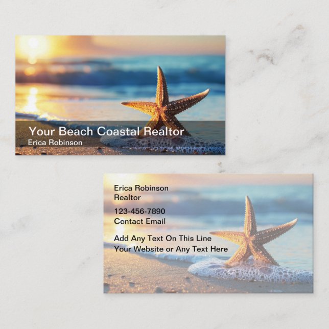 Strandrealtor Kusttema för Ocean Visitkort (Fram/baksida)
