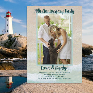 Strandsand Par Foto Jubileumsparty Inbjudningar