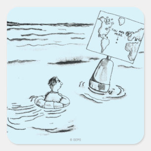 Strandsatt Fyrkantigt Klistermärke
