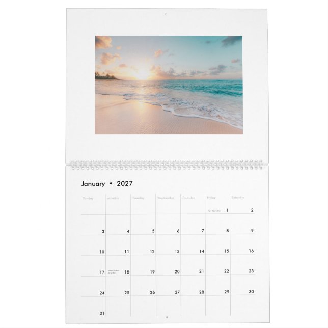 Strandscener 12 månaders kalender Lägg till dina f (Jan 2027)