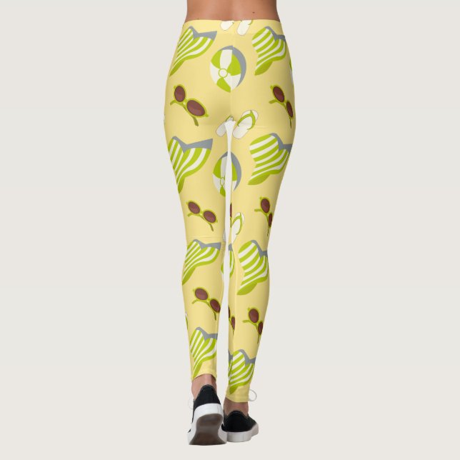 Strandsemester mönster med solglasögon och solhatt leggings (Baksida)
