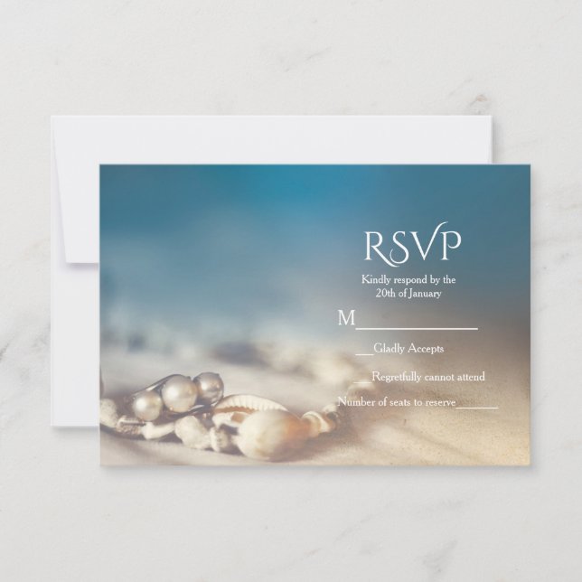 Strandskal & Pärljuveler Elegant svarsbrev OSA Kort (Framsida)