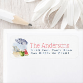 Strandskärm & stolar Rosa returadress Etikett