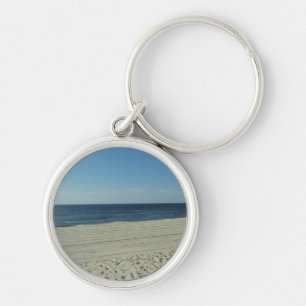 Strandskönhet Rund Silverfärgad Nyckelring