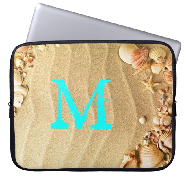 StrandsnäckskalHawaii Monogram 15" bärbar Laptop Sleeve (Framsidan)