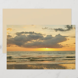 Strandsolnedgång ocean hav molnig himmel scrapbook