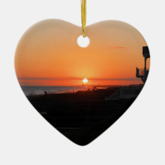 Strandsolnedgång på den Holden stranden NC Julgransprydnad Keramik