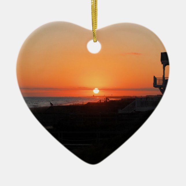 Strandsolnedgång på den Holden stranden NC Julgransprydnad Keramik (Framsidan)