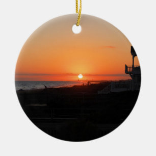 Strandsolnedgång på den Holden stranden NC Julgransprydnad Keramik