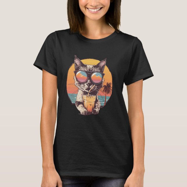 Strandsommar Reser Solglasögon Söt C T Shirt (Framsida)
