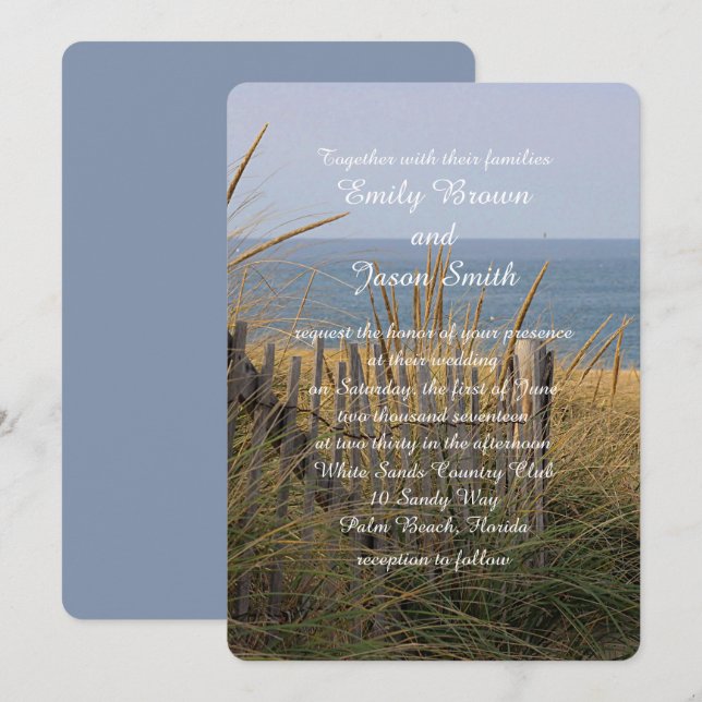 Strandstaket i sanddynerna inbjudningar (Fram/baksida)