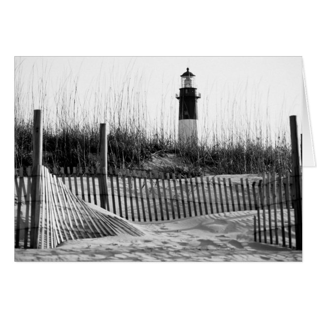 Strandstaket och fyr hälsningskort (Framsidan Horizontal)