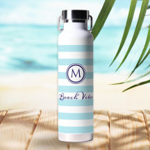 Strandstämning Blå Vit Randig Nautilus Monogram