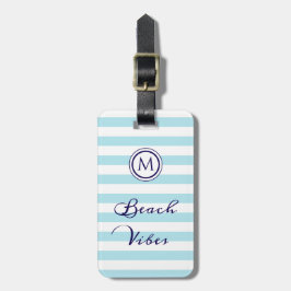 Strandstämning Marin Randig Blå Vit Monogram Bagagebricka