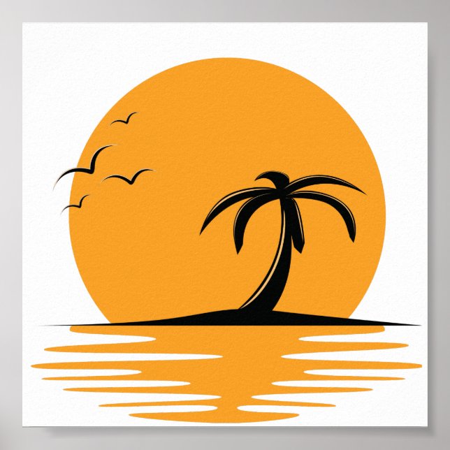 Strandstämning Sommar Retro Solnedgång Semester Poster (Framsidan)