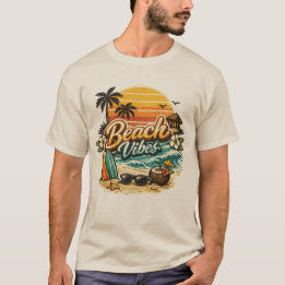 Strandstämning Vintage Retro Solnedgång Tropisk St T Shirt