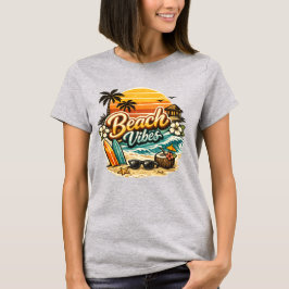 Strandstämning Vintage Retro Solnedgång Tropisk St T Shirt
