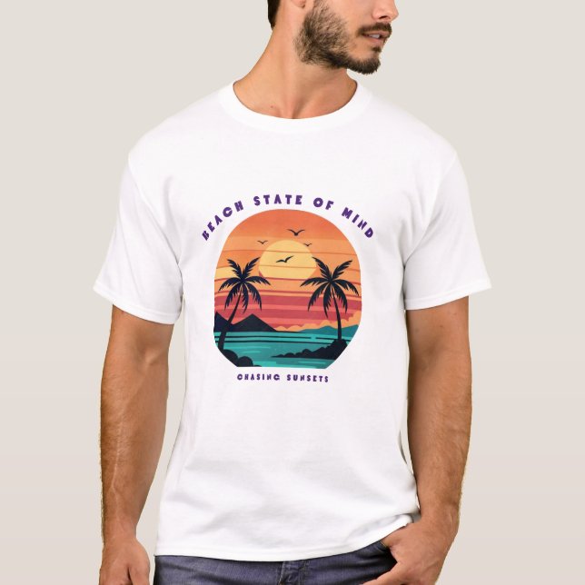 Strandstaten av sinne Vintage sommarstrand T-shirt (Framsida)