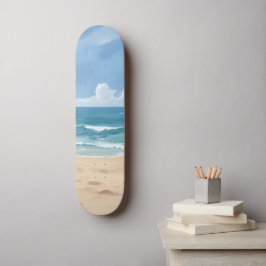 Strandstig | Ocean Akvarell Kustmålning Mini Skateboard Bräda 18,5 Cm