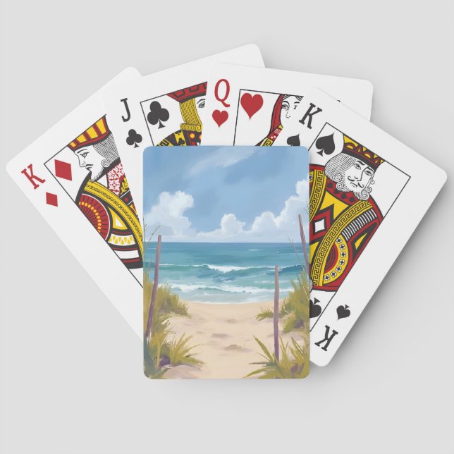 Strandstig | Ocean Kustvattenfärg Målning Casinokort (Baksidan)