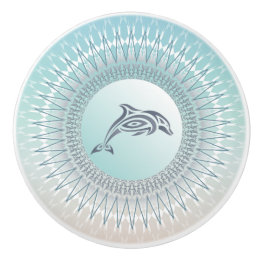 Strandstil Delfin Mandala | Keramisk Kustknapp Knopp
