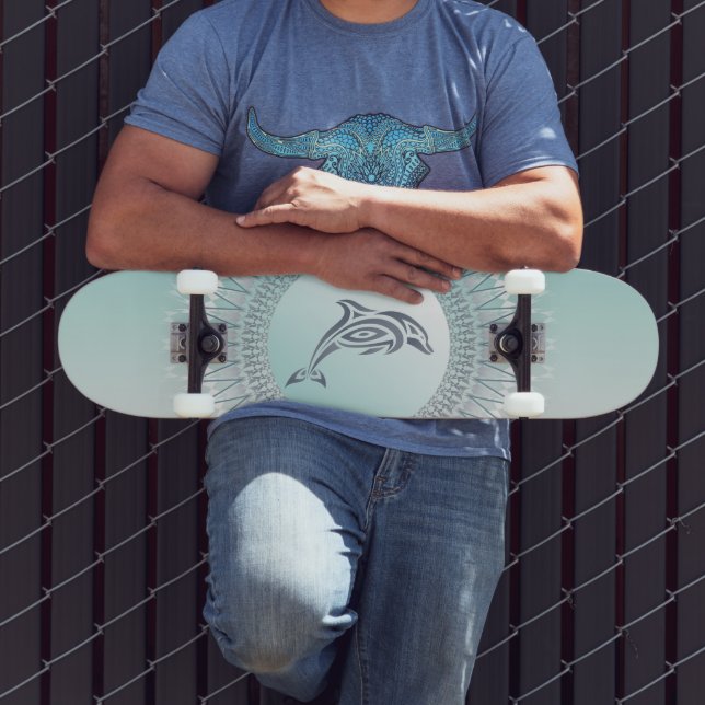 Strandstil Delfin Mandala Mini Skateboard Bräda 18,5 Cm (Utomhus 3)