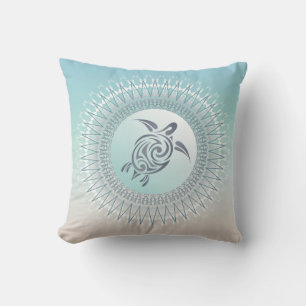 Strandstil Sköldpadda och Mandala Modern Kust Kudde
