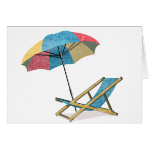 Strandstol och paraply hälsningskort