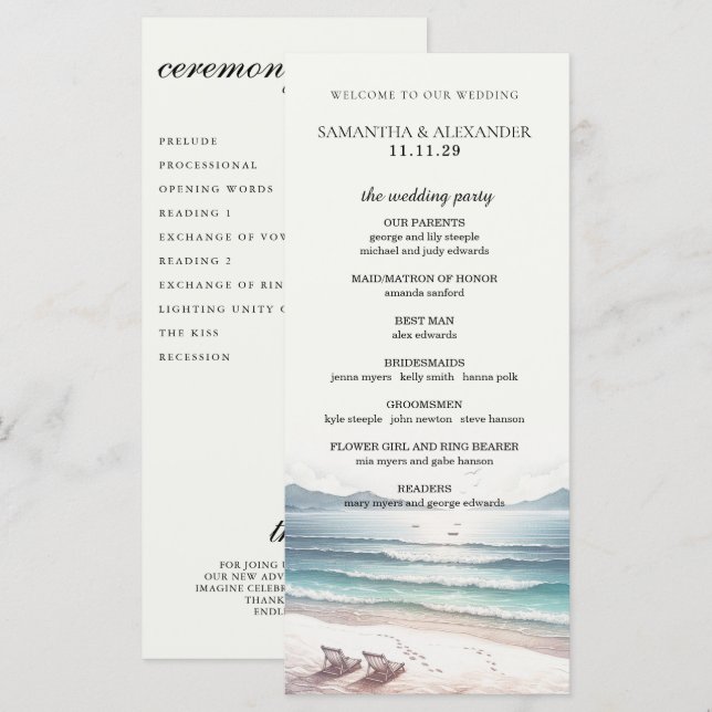 Strandstolar Ceremoni Program (Fram/baksida)