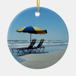 Strandstolar på Daytona Beach Julgransprydnad Keramik