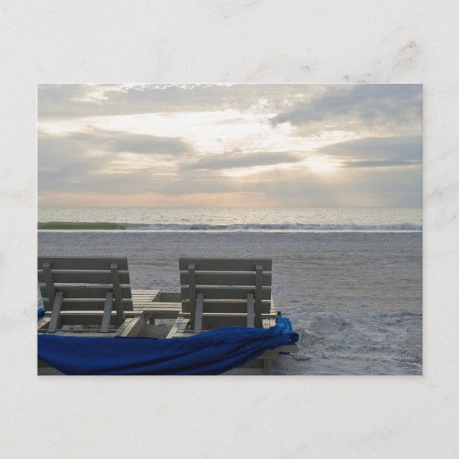 Strandstolar på strand för St. Petes på sunset.en Vykort (Framsida)
