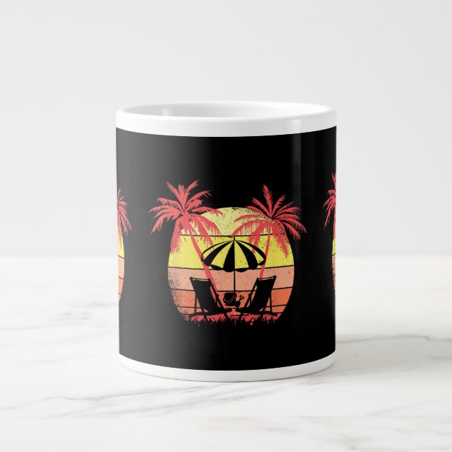 Strandstolar Parasoll Sommar Solnedgång 80-tal Pal Jumbo Mugg (Framsidan)