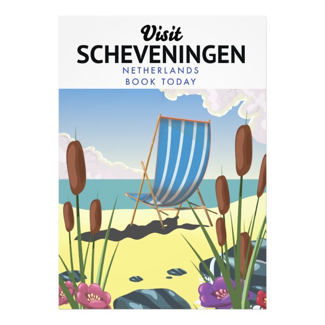 Strandstranden Scheveningen i Nederländerna poster (Framsidan)