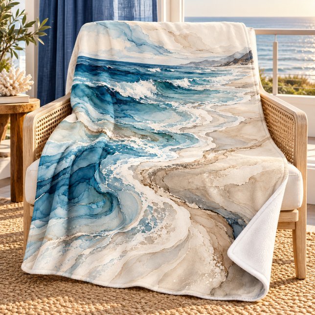 Strandström Kastfilt Fleecefilt (30 x 40 inch fleece blanket. Printed front, plain white back. Styled scene; props not included.)