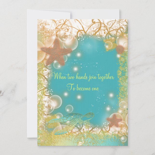 Strandtema bröllop exotiskt inbjudningar (Framsida)