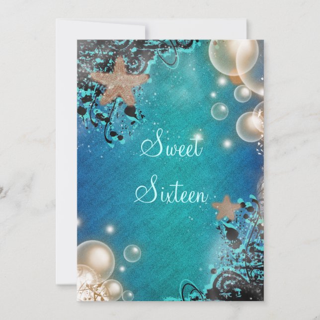 Strandtema bröllop födelsedagsfest inbjudningar (Framsida)