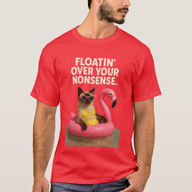 Strandtema för siames kattälskare t shirt (Framsida)