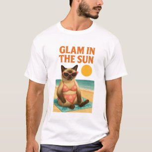 Strandtema för siameskattsälskare t shirt