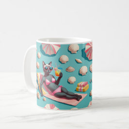 Strandtema för Siamkattsälskare Party Kaffemugg